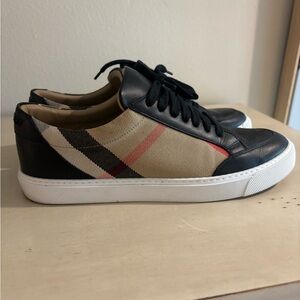 Authentic Burberry Black and Tan Plaid Men's Sneakers